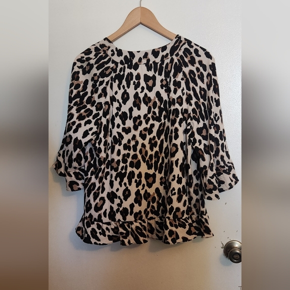 Nanette Lepore Black and Tan Leopard Blouse - Picture 5 of 5